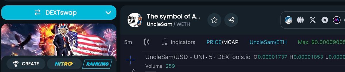 UncleSamethcto's tweet photo. Dextools updated.

Patriots Assemble!
https://t.co/pooWfO3zUJ https://t.co/1V3dQg96Mq