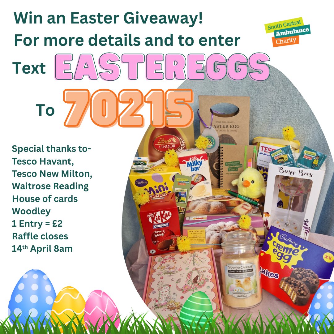 SCASCharity (@scacharity) on Twitter photo Our Easter Giveaway closes tomorrow morning, we hope the prize can reach our winner for the Easter weekend ๐ฅ All goodies have been kindly donated ๐ your entry is a donation that comes straight to the Charity. <a href="/SCAS999/">South Central Ambulance Service</a> #inittowinit ๐๐ค Our Easter Giveaway closes tomorrow morning, we hope the prize can reach our winner for the Easter weekend ๐ฅ All goodies have been kindly donated ๐ your entry is a donation that comes straight to the Charity. <a href="/SCAS999/">South Central Ambulance Service</a> #inittowinit ๐๐ค