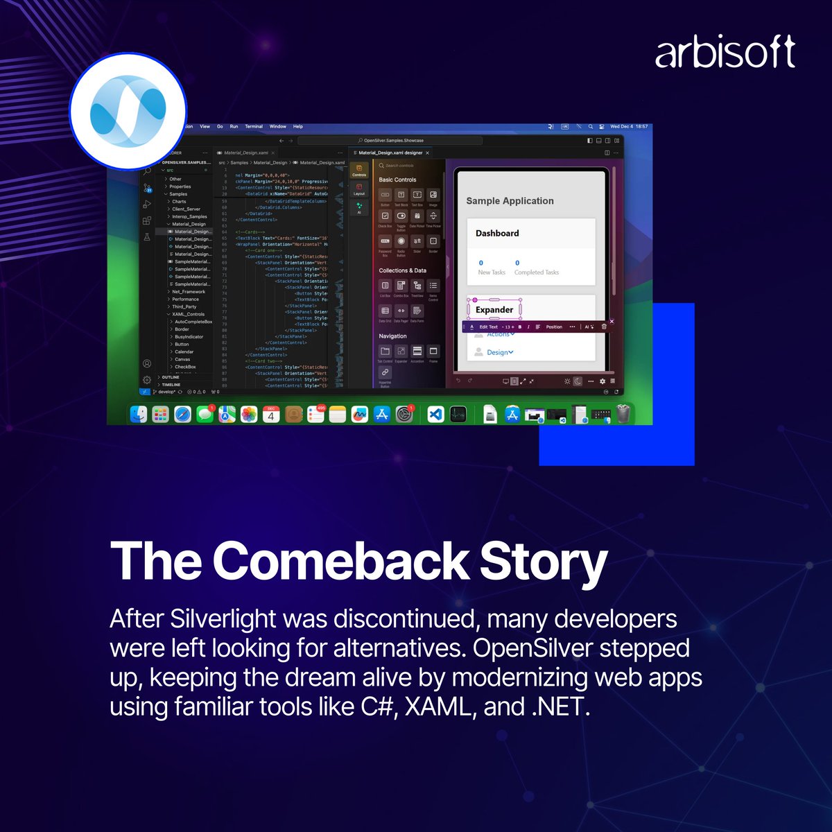 arbisoft's tweet photo. Still nostalgic for Silverlight? What if your old code could power modern mobile apps?
Swipe to read how OpenSilver 3.2 made that happen!
👉 Visit us for more tech updates: https://t.co/LUCKN6ylsM

#OpenSilver #DotNetMAUI #AppDevelopment #CrossPlatform #TechUpdates #Arbisoft https://t.co/bDd4vZh8f7