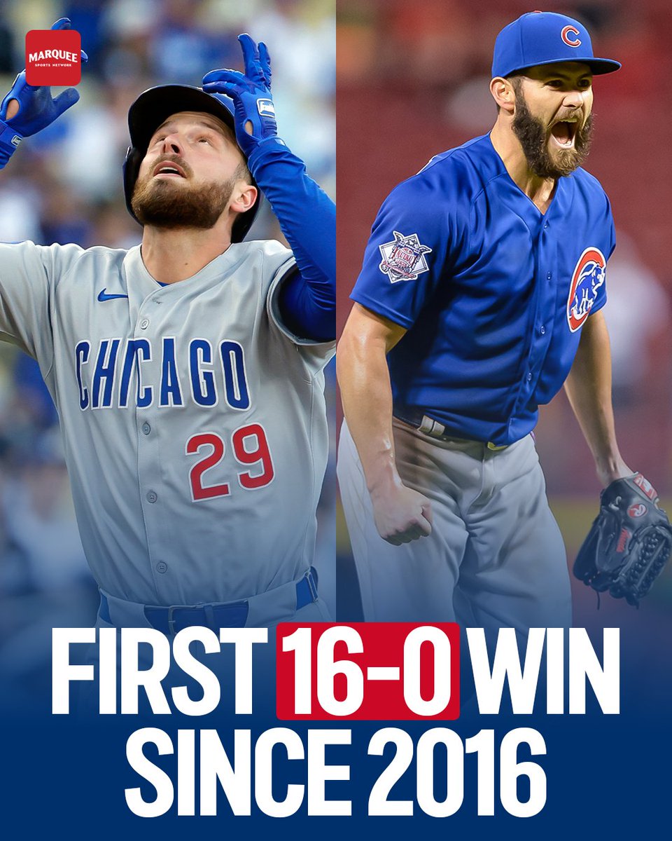 WatchMarquee's tweet photo. The last time the Cubs won a game 16-0, Jake Arrieta threw a no-hitter 😳 https://t.co/fEEv1DPabm