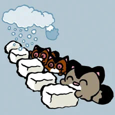 きょうの妖怪 #和漢百魅缶  通算8180体目【雪豆腐】水ばかりで出来てるまがい物な豆腐で、化け動物たちがもうけるためにしこたま生産するもの。「降る雪を豆腐につくり金もうけ」などのことばは、資本を用いずに利益を得ること。 