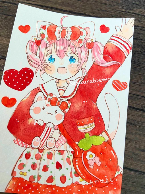 このいちごの衣装も、そらともものデザインというつもりでかいていました*✲゜*( *'﹀` )*✲゜* 
