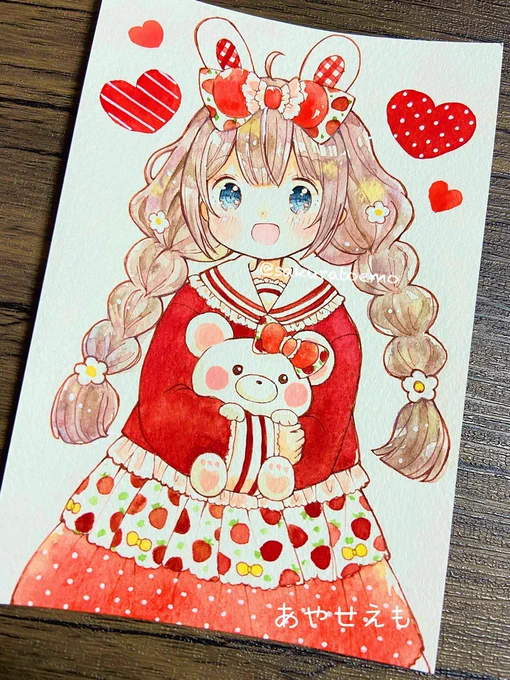 このいちごの衣装も、そらともものデザインというつもりでかいていました*✲゜*( *'﹀` )*✲゜* 