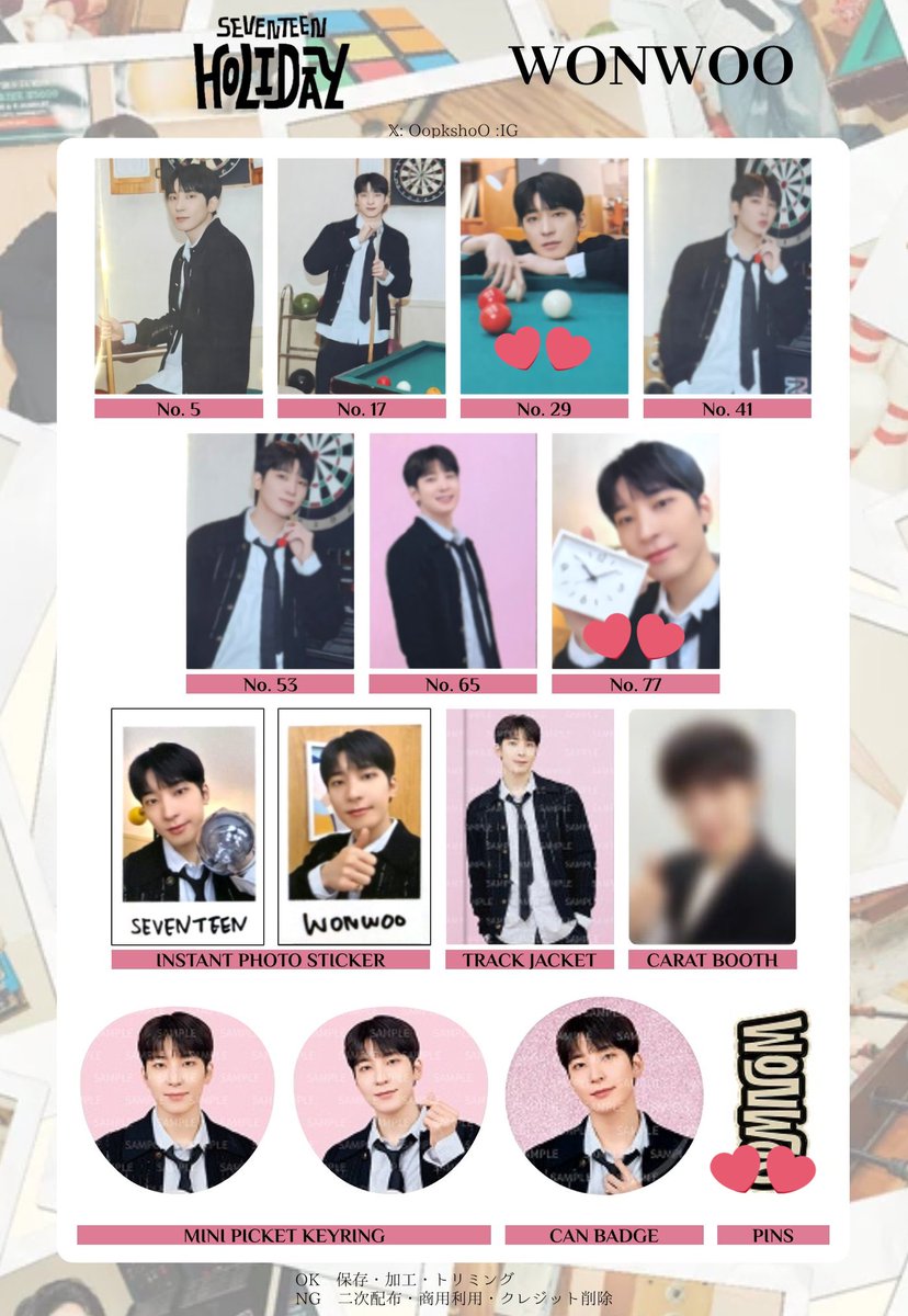 SEVENTEEN HOLIDAY トレカ 缶バッジ ピンズ 交換 【譲】エスクプス