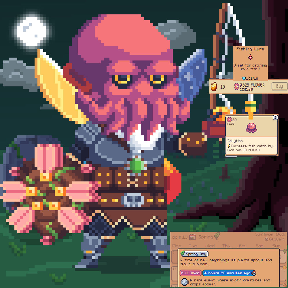 WarlordFarmer's tweet photo. nice FISHING at Full Moon Event!!!
x2 Jellyfish ๐ฃ
Deep sea helmet๐ x24 Reel ๐ช lure + gold ๐ฅ
๐งโ๐พ๐ป๐
#FullMoon #SolandLuna #goblins at #SunflowerLand @0xSunflowerLand #web4 #Tiny https://t.co/T7JLexwAhi
