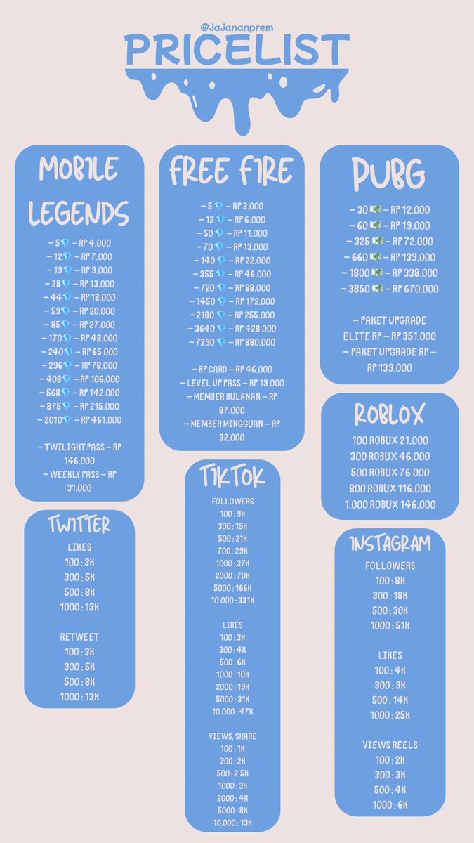 siang ol, yuk jajan sama aku 🛒

wts wtb app prem, topup game, jasa sosmed 🚨‼️

💌 dm for order