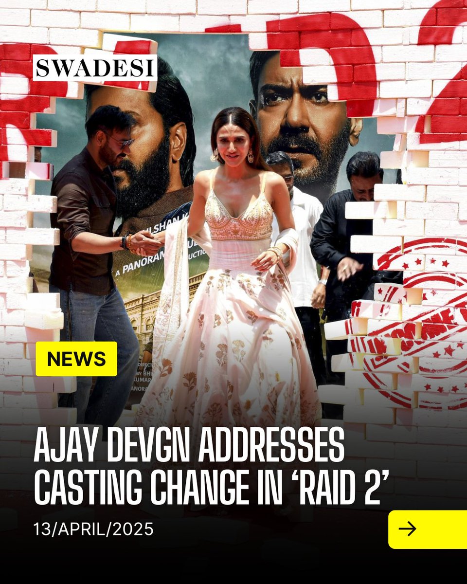 swadesicom's tweet image. Ajay Devgn Addresses Casting Change in ‘Raid 2’ Amidst Fan Queries.

Read more
swadesi.com/ajay-devgn-add…

#ajaydevan #raid2 #vannikappor #news