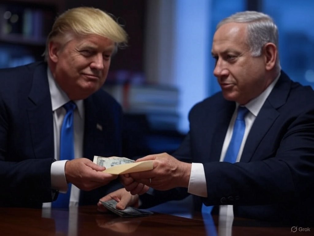 bobson9321's tweet photo. Breaking news Netanyahu gives Trump a $4 Trillion loan with 400% interest. https://t.co/0eWCEoswQb
