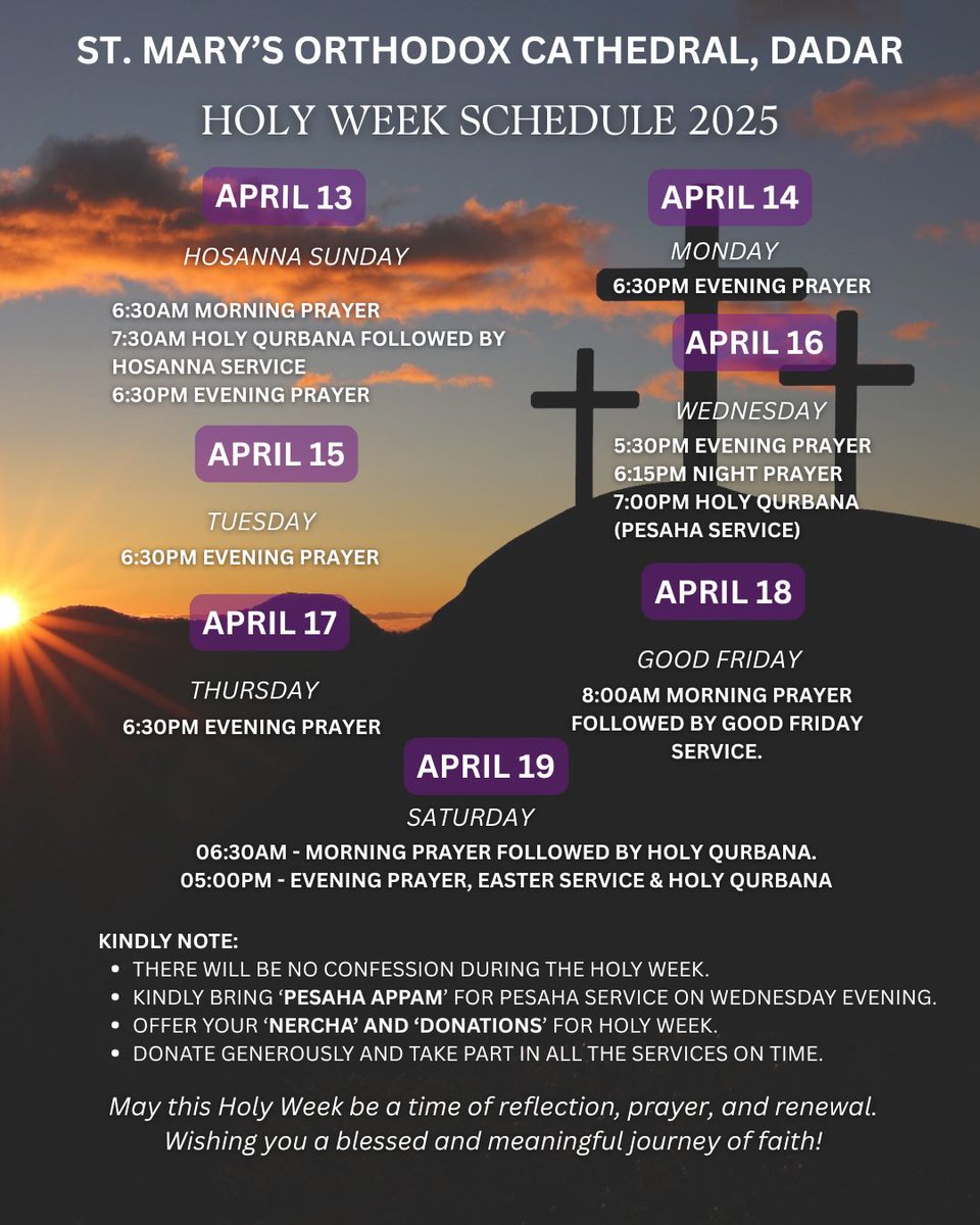 dadarcathedral's tweet photo. Holy week schedule 
#dadarcathedral #Stmarys #holyweek https://t.co/kTZ3p6Xfcy