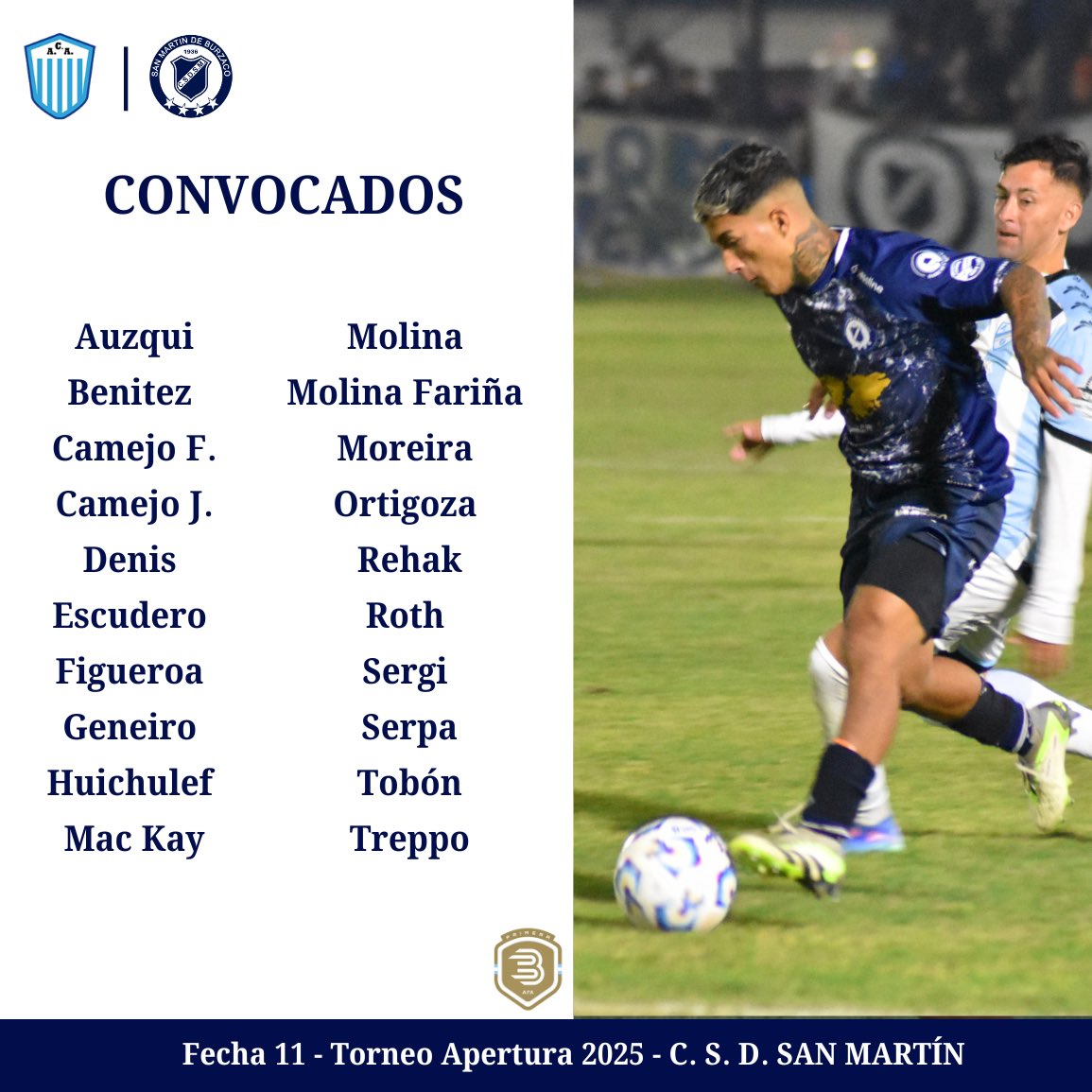 SanMartinBurz's tweet photo. #CONVOCADOS
📋⚽️ Estos son los elegidos por el "Ruso" Scurnik para enfrentar a #ArgdeMerlo por la Fecha 11 del Torneo Apertura de Primera B.
#VamosSanma #ElMasGrandeDelDistrito https://t.co/slSQyy50LE