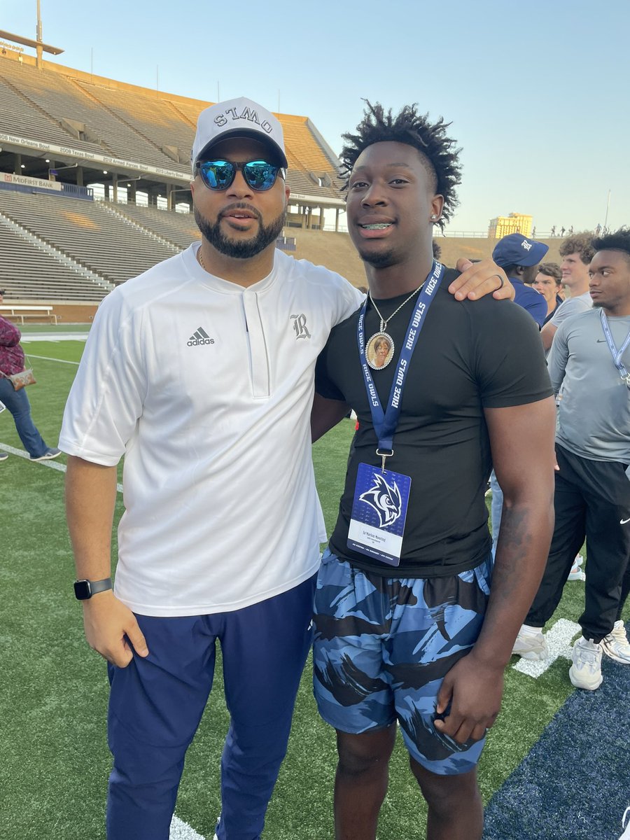 Had a great time visiting Rice university thank you  <a href="/CoachWilson_/">J. Wilson</a> for the invitation looking forward to coming back 💙
<a href="/CoachTyWarren/">Coach “Ty” Warren</a> <a href="/CoachDYJ/">Brandon Schmidt</a> <a href="/Consol_Recruits/">Consol Sports Recruits</a> <a href="/ConsolFootball/">A&M Consolidated Football</a>