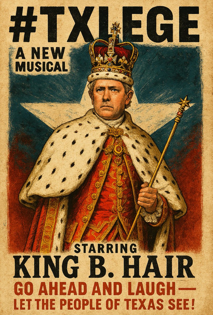TrueTXProtect's tweet image. 🚨🚨 BREAKING 🚨

Someone named LMM/@TMFtx 's (something like that) hit new musical #txlege

Starring Gov B Hair
 With such songs as "Using Liberty as a Punchline" and the critically acclaimed song "Let Them Laugh"

#LetThemLaugh

This will sell out like I would. Buy tickets now!