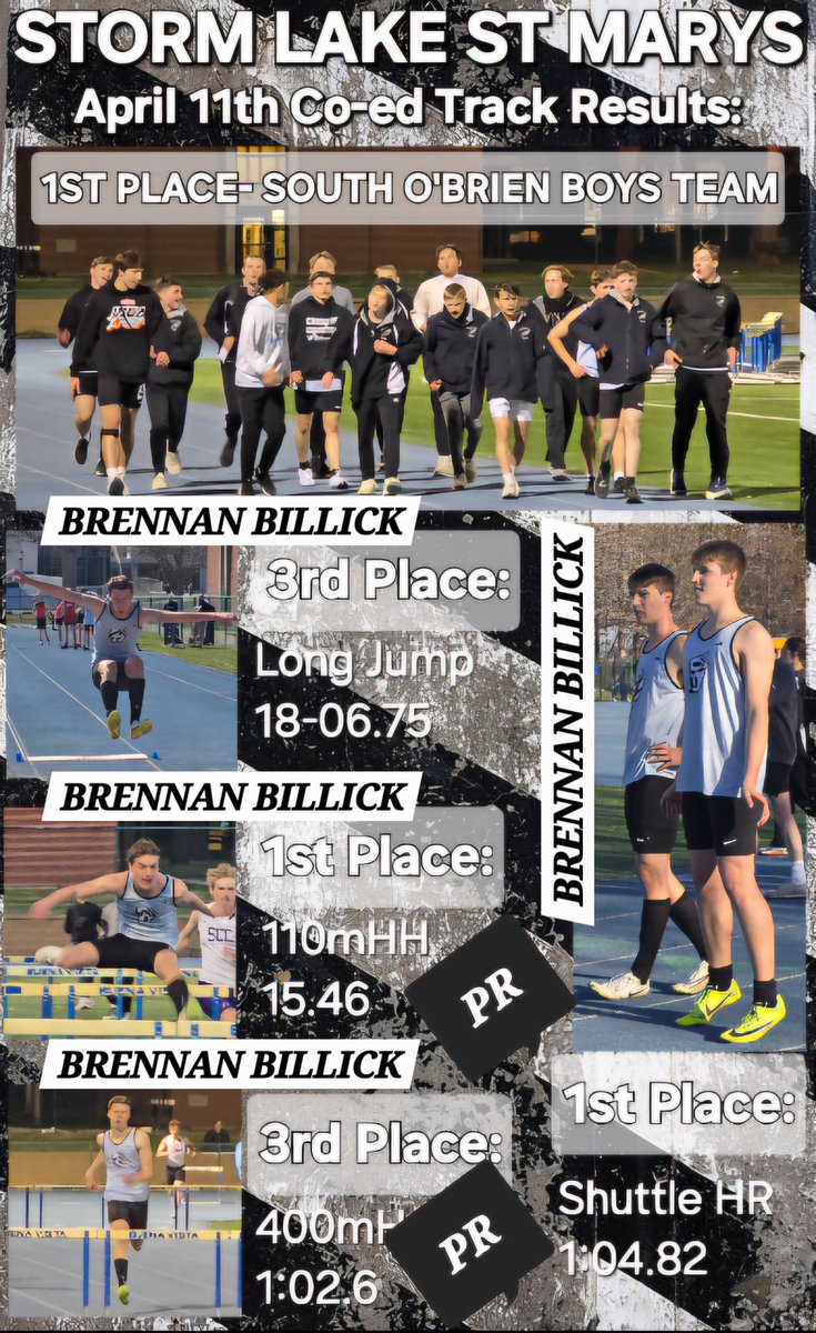 BrennanBillick's tweet photo. Had a great week! Placed in the Iowa jazz Championships, getting 8th in the state. Earned new pr's for 110 hurdles and the 400 low hurdles. Getting 1st as a team at the St. Mary's Co-Ed Invitiational. And got a D1 rating in the sax 5 at the solo/small ensemble competition. https://t.co/ZOoSIfNToF