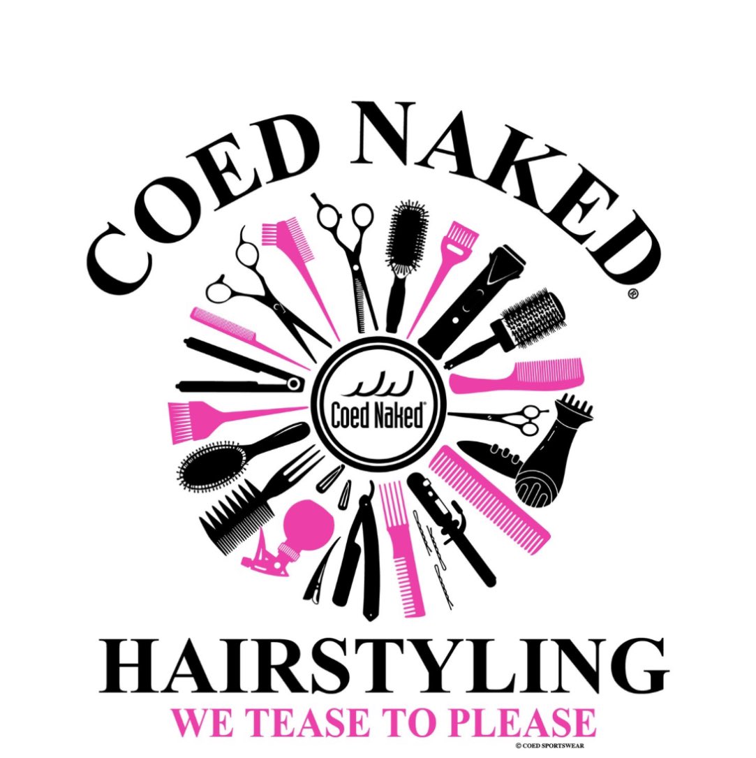 CoedNaked's tweet photo. @Coednaked Hairstyling was one of our most popular shirts in the 1990’s. It is now back!! 

#hair 
#hairstyle 
#hairstylist https://t.co/cfsQaQFoJA