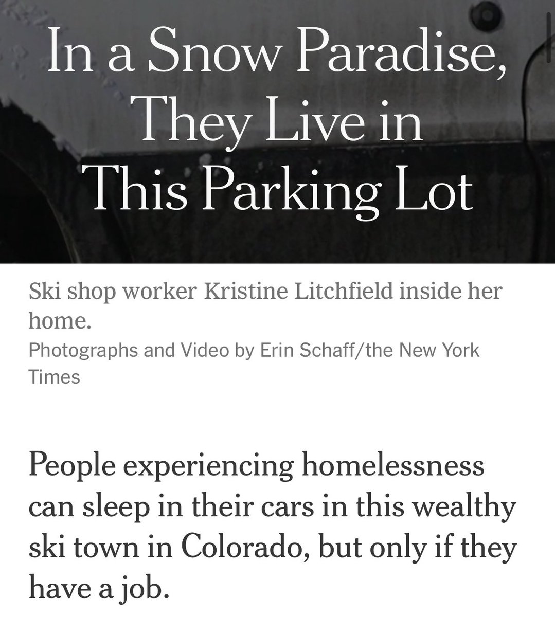 Homeless workers now have to submit *proof of employment* to be allowed to sleep in their cars in one of the richest counties in the U.S.

Welcome to America: people shivering overnight in subzero temperatures for the privilege of keeping the local economy booming.