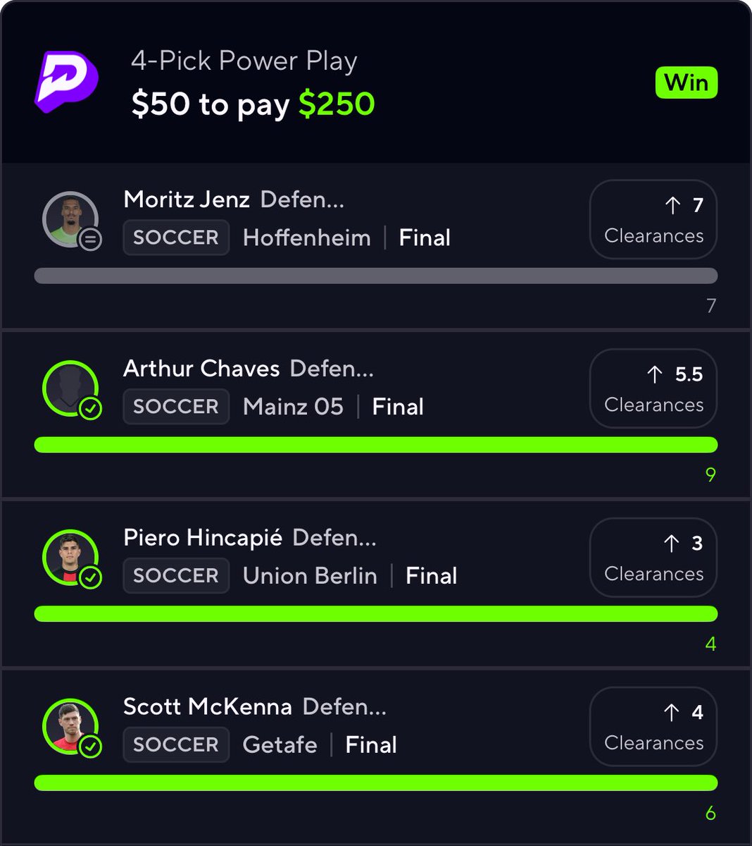 PotdPrizepicks's tweet image. LIKE/RT for $100 or FREE VIP💯

SWEPT DAY🧹Heater continues🔥
All Glory to GOD💚

CASH 2 10x✅ &amp;amp; 2 5x✅

Recap 11/11✅
Aritz Over CL✅
Bero Over SA✅
Piero Over CL✅
Izzo Under PA✅
Scott Over CL✅
Lewis Over PA✅
Claus Over SA✅
Murilo Over CL✅
Marco Over PA✅
Singo Under CL✅