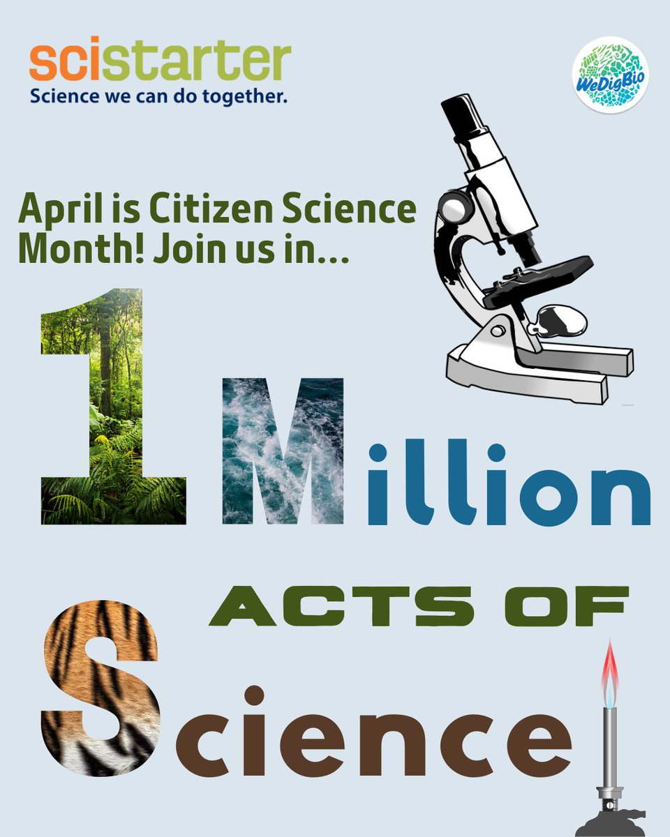WeDigBio (@wedigbio) on Twitter photo Last call for #WeDigBio 2025 signup for April 13! Thank you so much for everyone that's joined us during the global science festival. Send us your pictures from your events!
Thank you to @scistarter for #1MillionActsofScience! 
#scistarter #citizensciencemonth #communityscience Last call for #WeDigBio 2025 signup for April 13! Thank you so much for everyone that's joined us during the global science festival. Send us your pictures from your events!
Thank you to @scistarter for #1MillionActsofScience! 
#scistarter #citizensciencemonth #communityscience