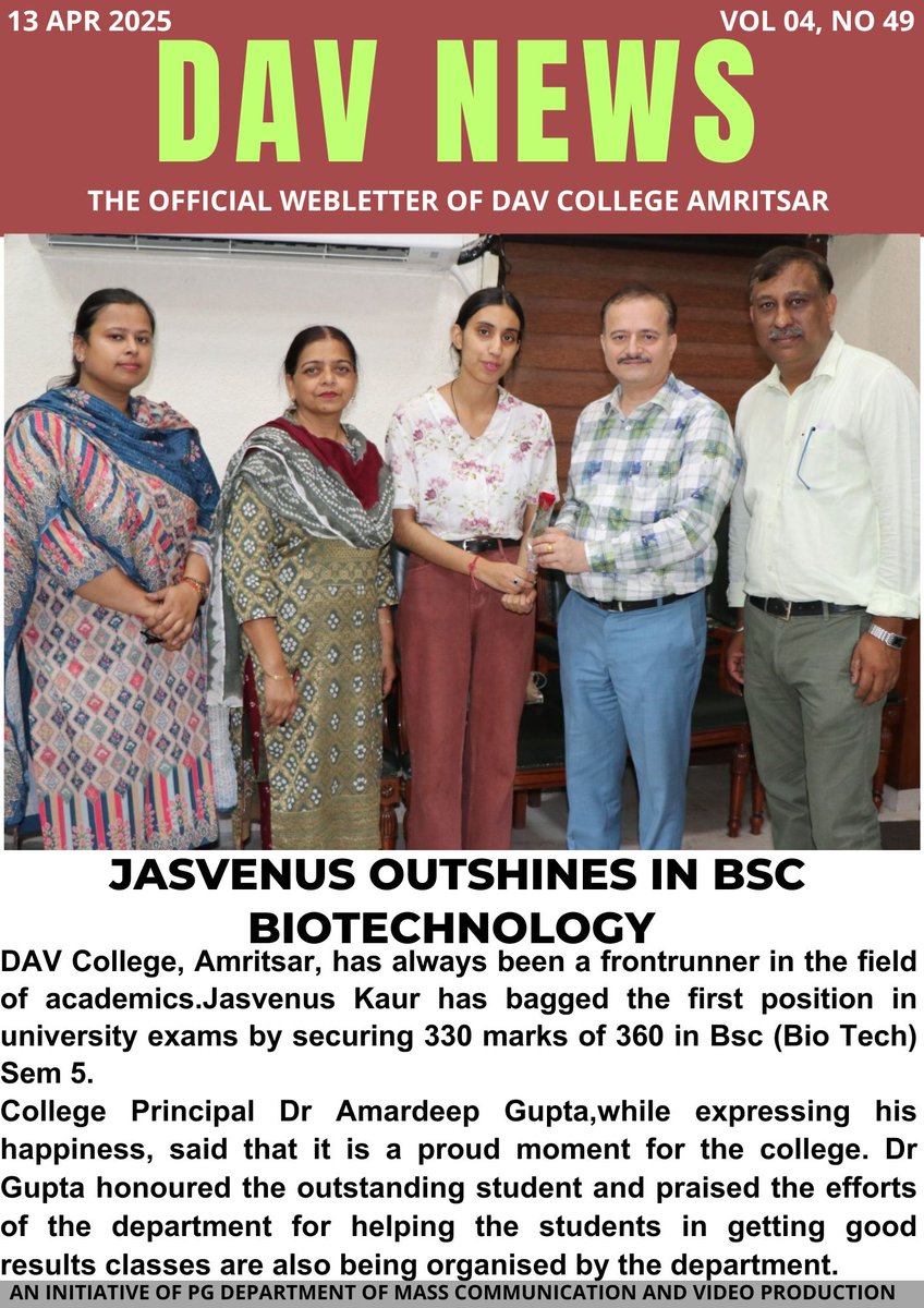 dav_amritsar's tweet photo. Web Letter of the Week
Vol 04, No 49
#UGC #education #davcollege #davamritsar #trendingreels #davcollegeamritsar #davnews #jmc #jamc #mcvp #mcvpamritsar #toppers
#Batch2022 #Batch2023 #davcollege #davamritsar #davcollegeamritsar #biotechnology #biotechnology143001 https://t.co/8KWLEguWgk