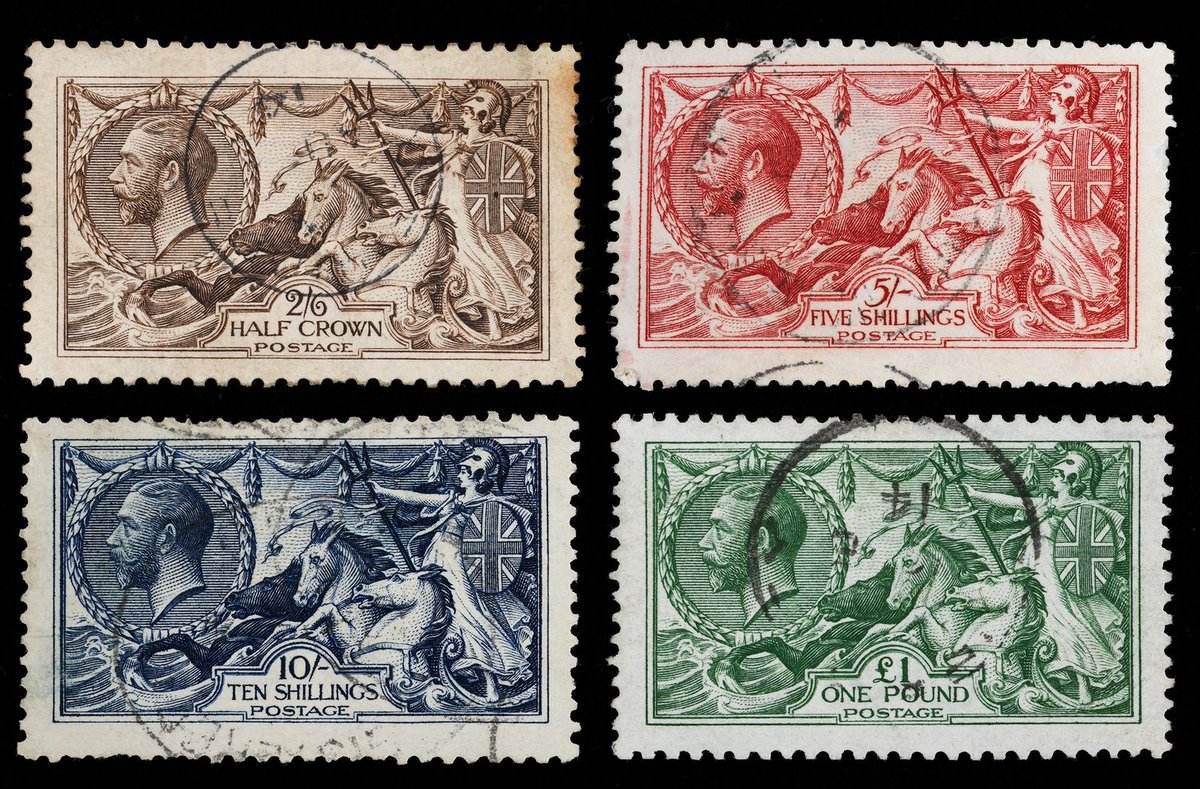 Among British stamps, few carry the weight (literally and figuratively) of the King George V Seahorses. Issued between 1913 and 1939, these high-value definitives were anything but ordinary. This week's blog post charingcrossmarket.com/blog/ #philately #collecting