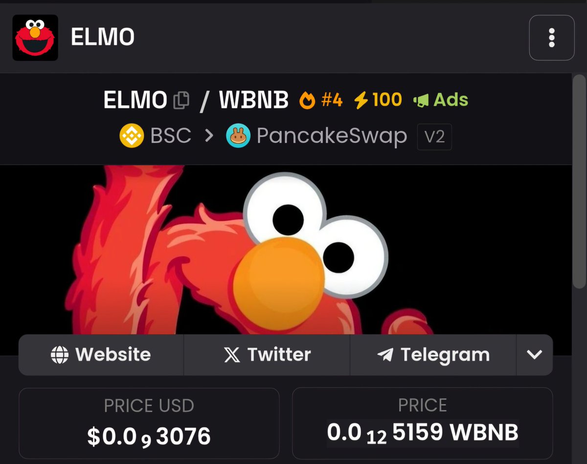 Elmo_BSC's tweet photo. $Elmo entered the hot trending token and ads currently running.🔥

https://t.co/H8vuwyO59J https://t.co/pRic8W8HJF