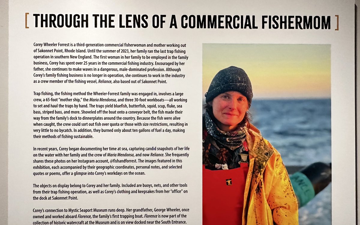 LuanneRice's tweet photo. corey wheeler forrest is a commercial fisher out of sakonnet RI.  she’s also a very talented writer and photographer, and mystic seaport has an inspiring exhibition about her and her family. here’s a documentary about them. https://t.co/C9FadrmcvZ https://t.co/hiVQx6sTEW