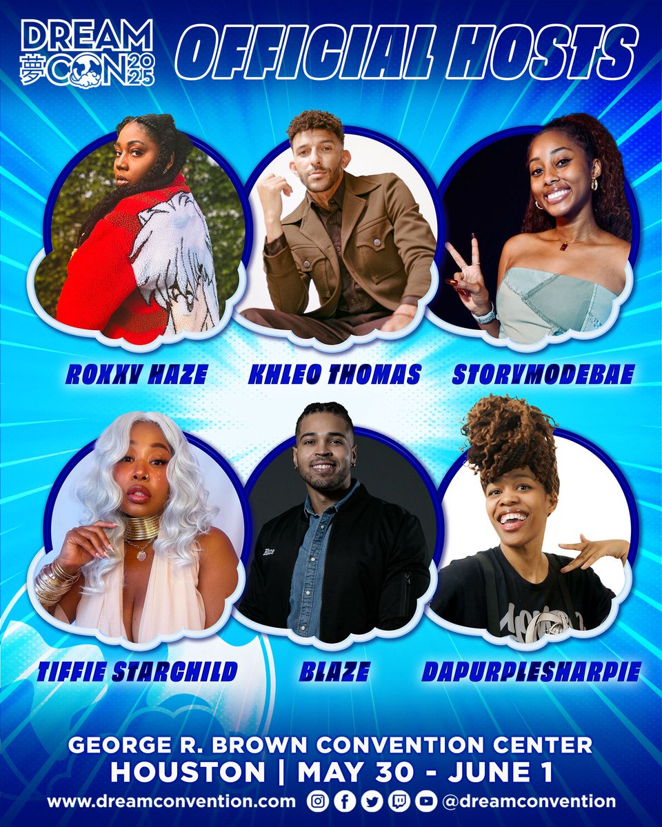 Meet your official hosts for #DreamCon! This dope lineup is bringing the heat, the hype, &amp; the heart to the stage. 🔥🔥

They’re here to energize the crowd, fuel your creativity, &amp; keep the vibes high all weekend long. You already know— it’s going to be next level!!

Let’s give