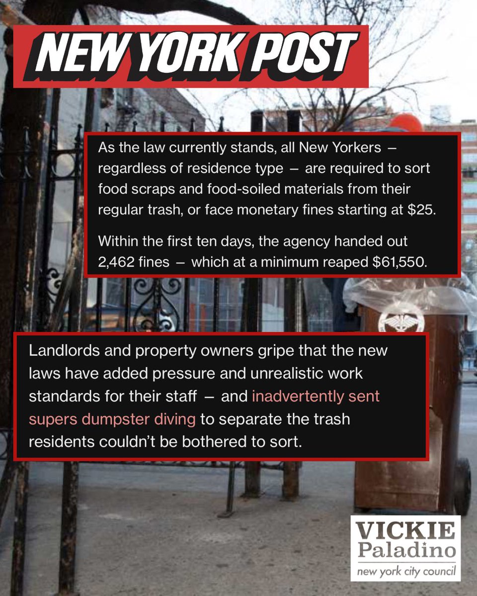 CMvpaladino's tweet image. Myself and my @NYCCCommonSense colleagues introduced legislation on Thursday to STOP the mandatory composting program. ❌🚮