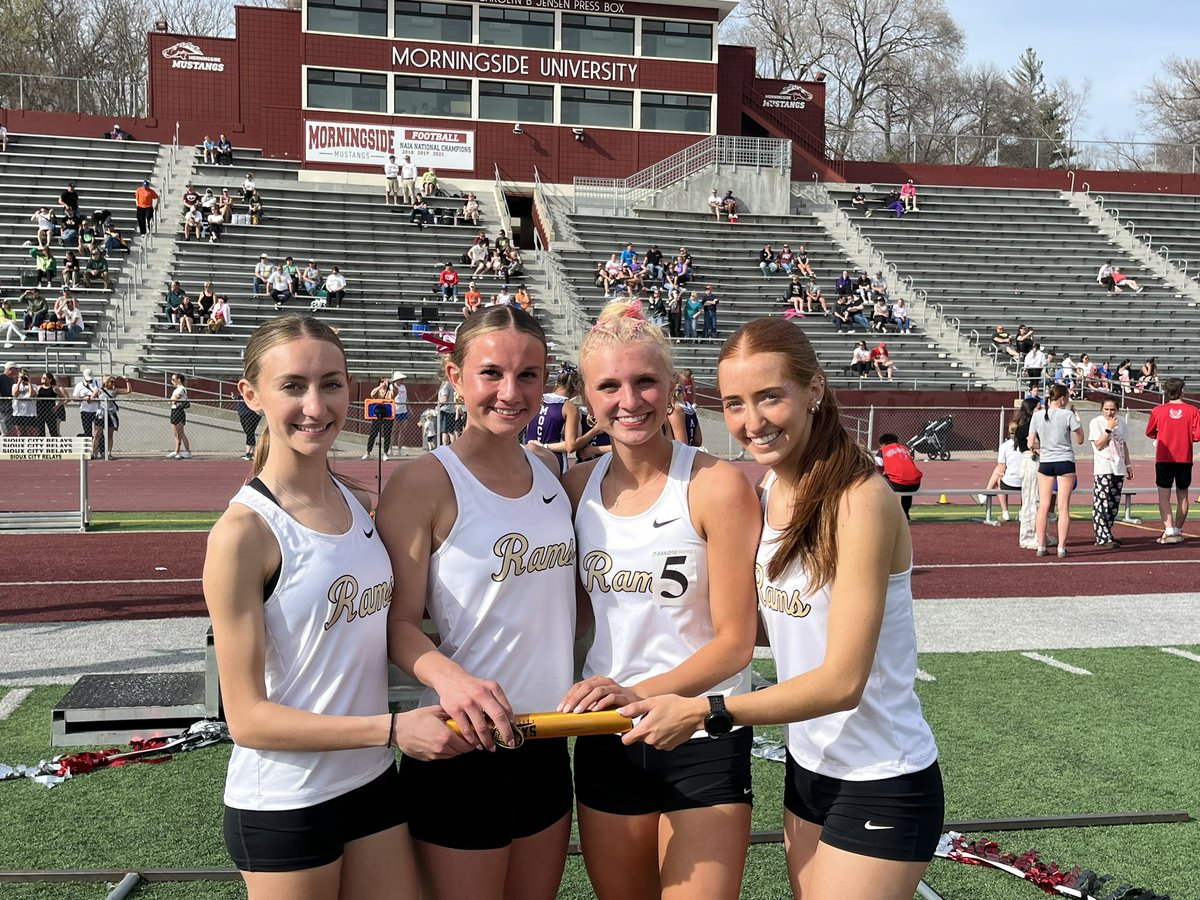 Megan, Caitlin, Breckyn, and Brooklyn end a great day at the Sioux City Relays by winning the 4x4!!