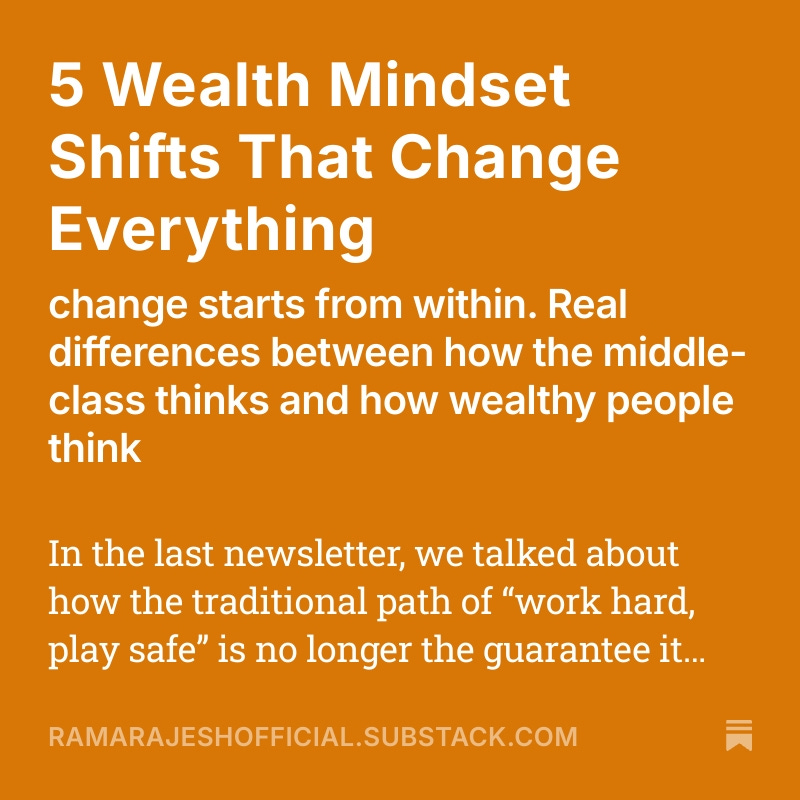 Ramya0212's tweet photo. 5 powerful mindset shifts that separate the wealthy from everyone else.

Each one might challenge you. But that’s a good thing. Growth begins when comfort ends.

Read more:
https://t.co/WiOVbznUbO https://t.co/QEzG3vPvcj