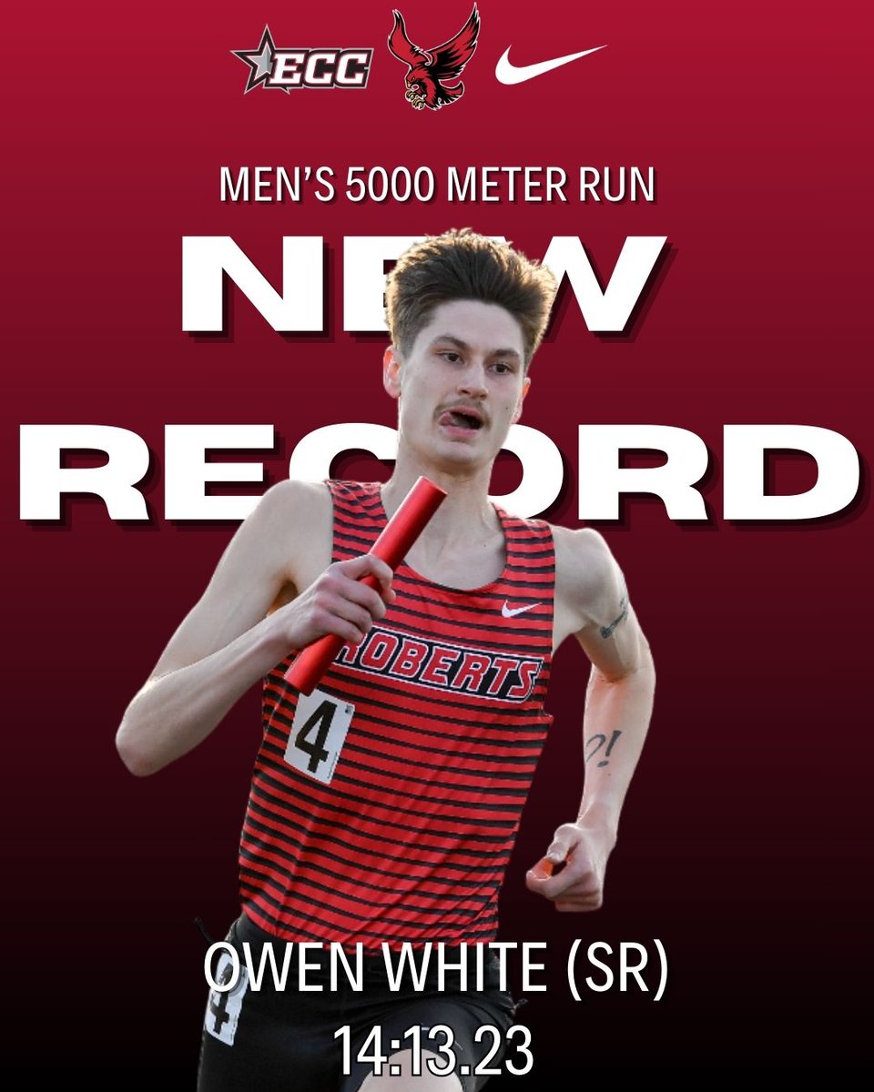 redhawks_XC_TF's tweet photo. π¨ DOMINATION! π¨
Senior Owen White obliterates his previous school record in the 5000 Meter Run by running a time of (14:13.23) and taking 2nd in the event at the Bucknell Bison Outdoor Classic!
#GoRedhawks #RedhawksRally #TrackandField #NCAA #LifeatRoberts #NewRecord https://t.co/u4fzxlqWuR