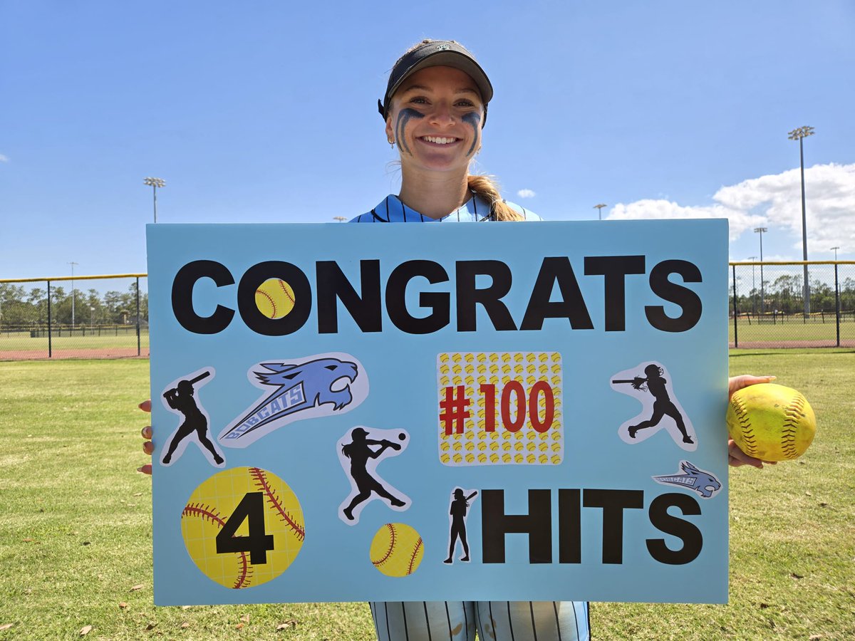 AliviaArtanis's tweet photo. I had none, ZERO, zip ideas that I was this close to 100 hits for my HS career. Until after my last game and my Mom handed me the softball and I asked What is this for?
Wow.. so humbled and grateful.
Here are hits 96 to 100 from this weekend.
#100hitclub
@RoyalsSball @KellaArmstrong @SierraVanzant
@FloGoldSoftball
@WBHSBobcats_SB @ExtraInningSB @LineDsoftball @los_stuff @Pepsione22