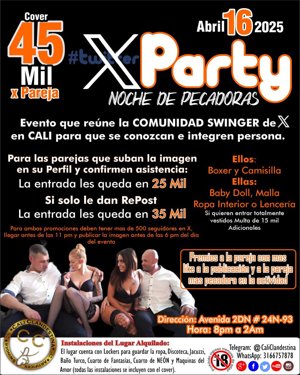 Siendo la semana mayor tendremos la #NocheDePecadoras en el #XParty un evento donde integraremos a las parejas #Swinger de #X para que se conozcan e integren al mejor estilo de #Clandestino con premios de <a href="/hot_shop9/">hot.Shop</a>