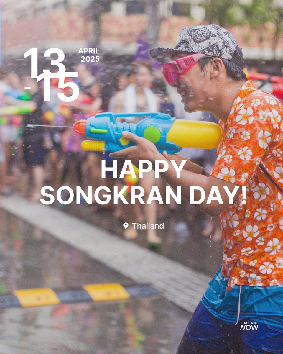 ThailandNOW1's tweet photo. Happy Songkran Day! ๐ผ๐ฆ Celebrate Thailandโs most joyful and refreshing festival with traditions that honor the past and welcome the Thai New Year with a splash.
Check out the extra-special festivities this year at #ThailandNOW: https://t.co/BRn8jF6S7X
#EventsNOW #Thaievent #Thaifestival #Thaiholiday #MahaSongkran2025 #SongkranFestival
