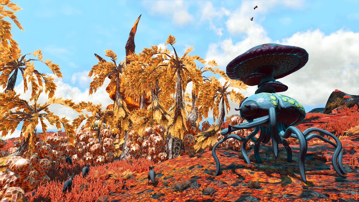 TataiIIe's tweet photo. Unexpected and GIGA lucky encounter!!! \o/ 🍀 #NoMansSky https://t.co/fxlNERctLO
