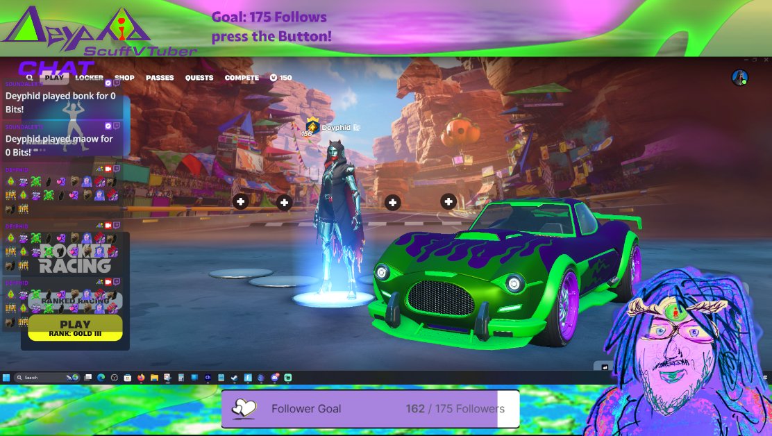 DeyphidCarson's tweet photo. Rocket Racing Maybe Battle Royal,
Command & Conquer
#ENVtuber #vtuber #twitchstreamer #scuffvtuber
#fortniterocketleague
link in comment below https://t.co/j2GFmjQrW9