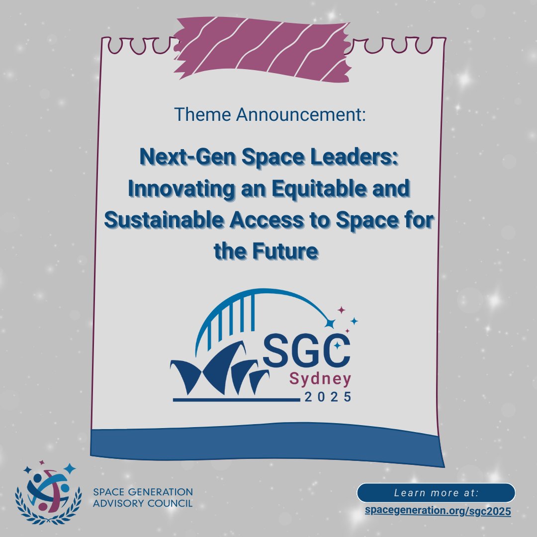 SGAC's tweet photo. Calling YPs/students, and emerging innovators from around the world to lead the charge in building a future where space is open, inclusive, and sustainably shared by all.
Stay tuned for more updates!
#SGC2025 #SpaceGenerationCongress #SpaceForAll #NextGenSpace https://t.co/zQDNeTotDl