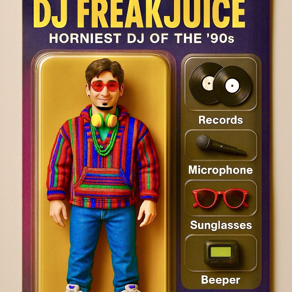 EvanKingShow's tweet photo. In 1999 @DJFreakjuice sold more action figures than Jar Jar Binks. #90s4Life #DJ #Freakjuice #ActionFigure https://t.co/0v9YZRxXTf