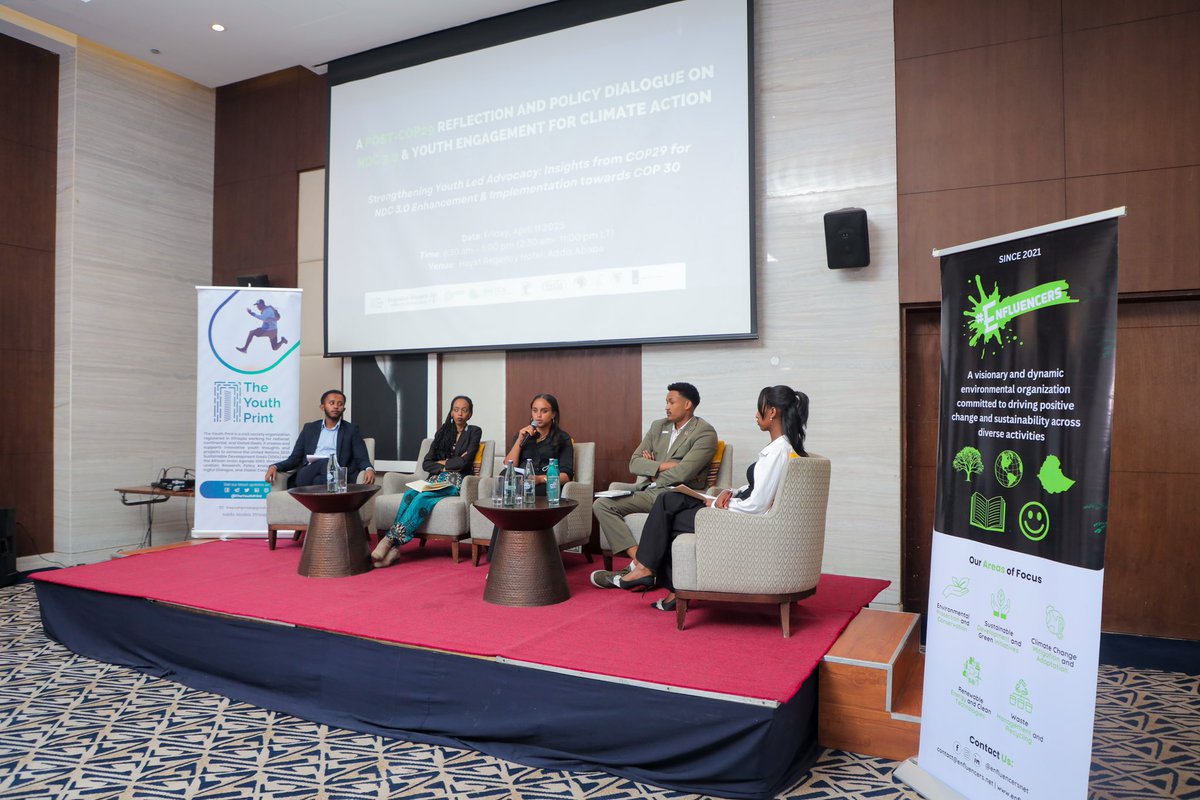 TheYouthPrint's tweet photo. Just wrapped up our #PostCOP29 HL Youth Dialogue on “Strengthening Youth-Led Advocacy for NDC 3.0 & COP30”!
We have reflected on #COP29, shared priorities, and co-drafted a powerful communiqué for #ClimateAction.
#YouthClimateAction #NDC3.0 #COP30 #ClimateJustice #EthiopianYouth https://t.co/Ago8GKbx7o