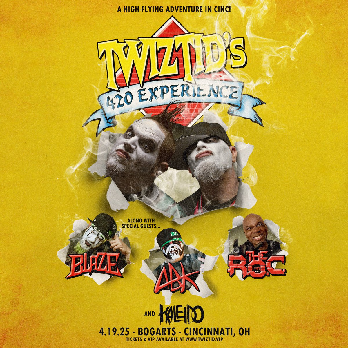 A High-Flying Adventure Lands in Cincy!
Get ready for Twiztid’s 420 Experience — lighting up <a href="/BogartsShows/">Bogart's</a> in Cincinnati, OH on Saturday, 4/19 with a smoke-filled night of mayhem, music, and madness.