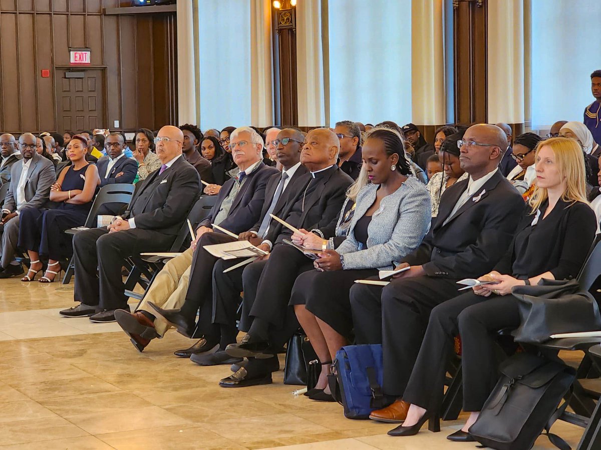 AmbMukantabana's tweet photo. .@RwandaInUSA is grateful to the Catholic University of America and His Eminence Cardinal Wilton Gregory for co-hosting the 31st commemoration of the 1994 Genocide against the Tutsi. Much gratitude to the Rwandan Community in the DMV for organizing and attending in large numbers this solemn occasion #Kwibuka31