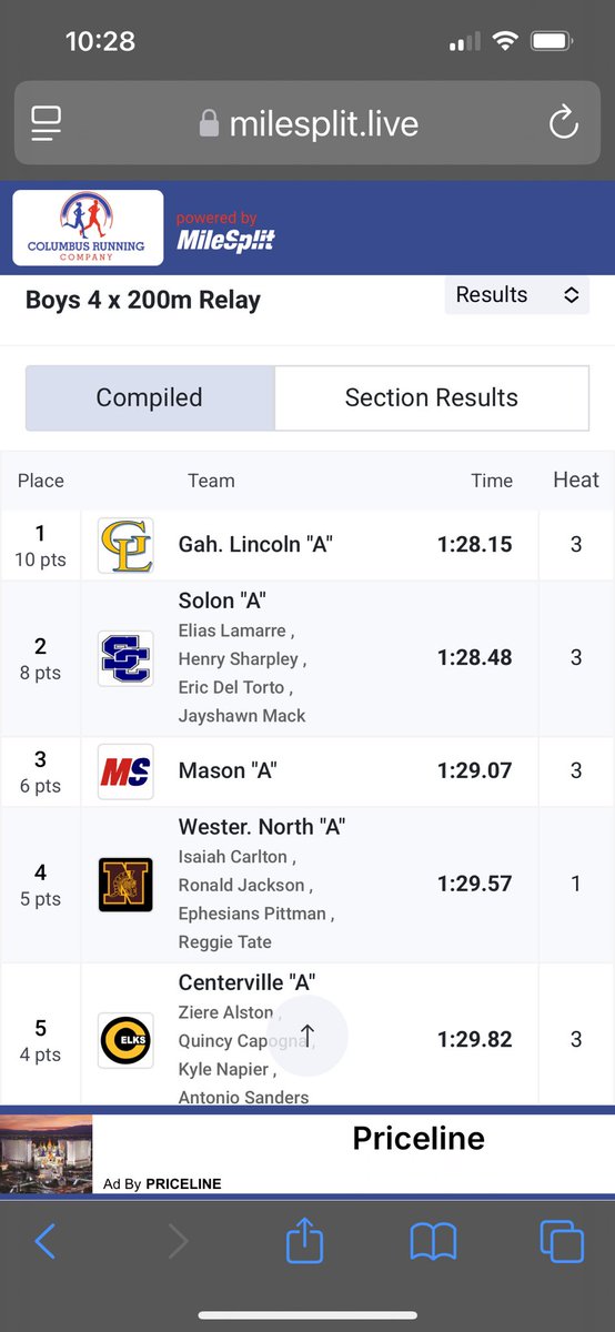 1st sub 1:30.00 of the season goes to Sanders, Alston, Napier &amp; Capogna with the 5th place 4x200 relay today <a href="/chselksad/">Centerville Athletics</a>