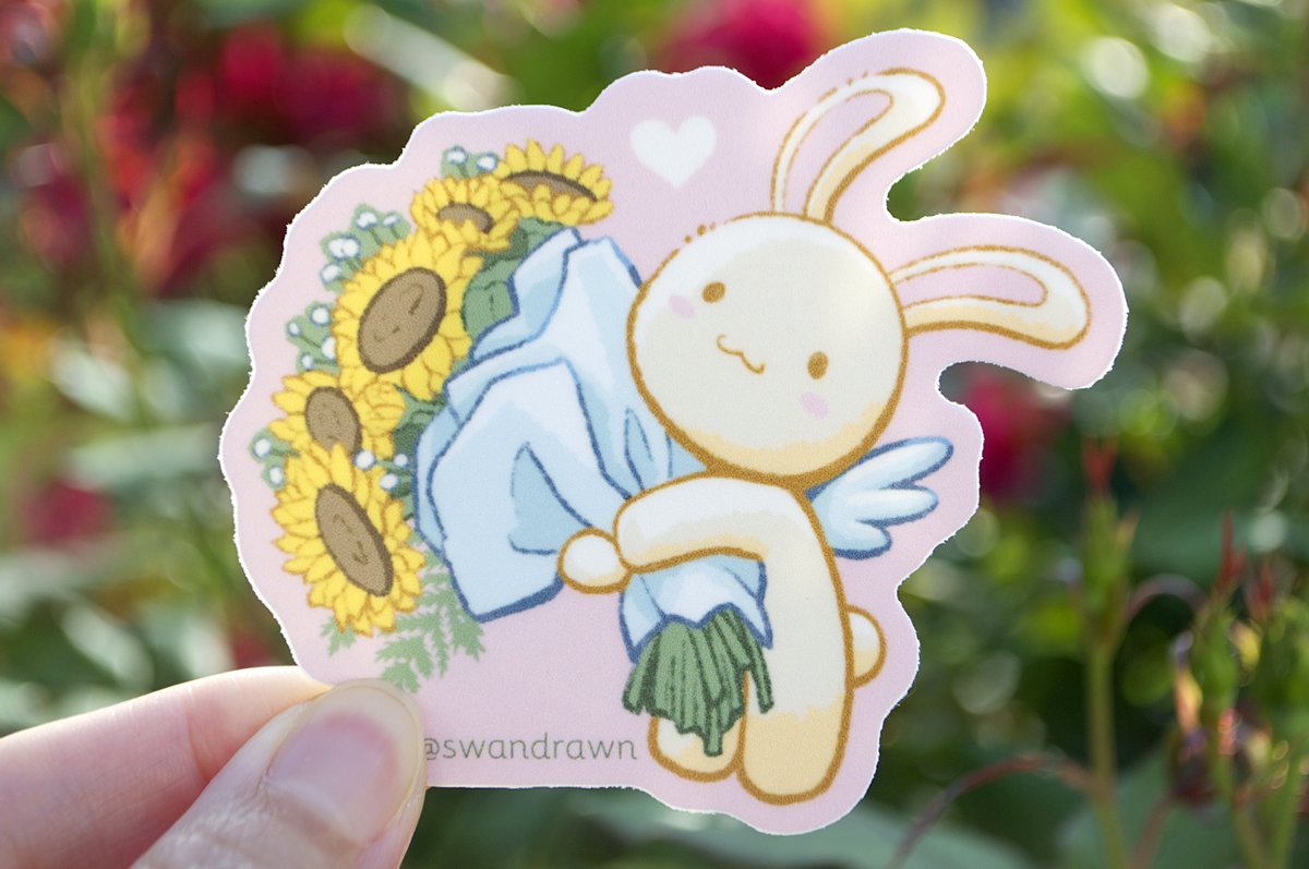 swandrawn's tweet image. A WISH for you! 🐇🌻 #clamp #stickerdesign