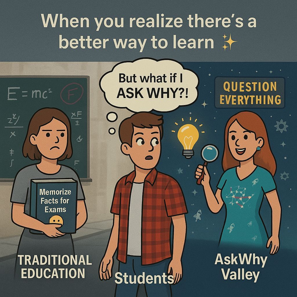 askwhyvalley's tweet photo. "When you realise there's a better way to learn." πβοΈπ€ππ‘π
AskWhy Valley's mission is to educate in a way that you UNDERSTAND, THINK, QUESTION !
#ByeByeRoteLearning #AskWhyRevolution
#CuriosityWins #askwhyvalley https://t.co/O9ZfmVurSX