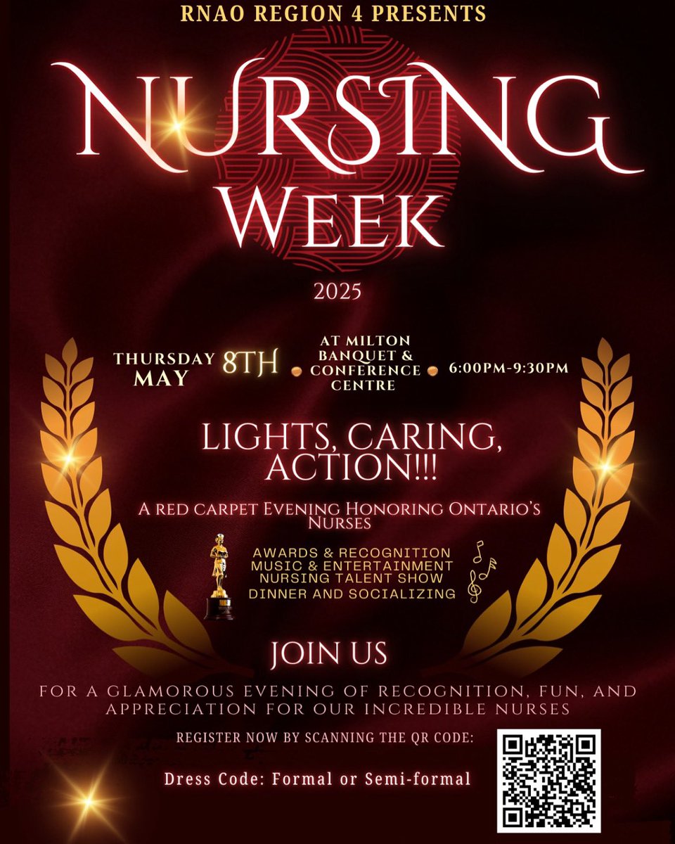 RNAOWaterloo's tweet photo. Join us May 8th for an Oscars themed Nursing Week event that will be sure to dazzle! See link for full event and registration details: https://t.co/F0Z7VOFJWy https://t.co/Qe1QUu2tto