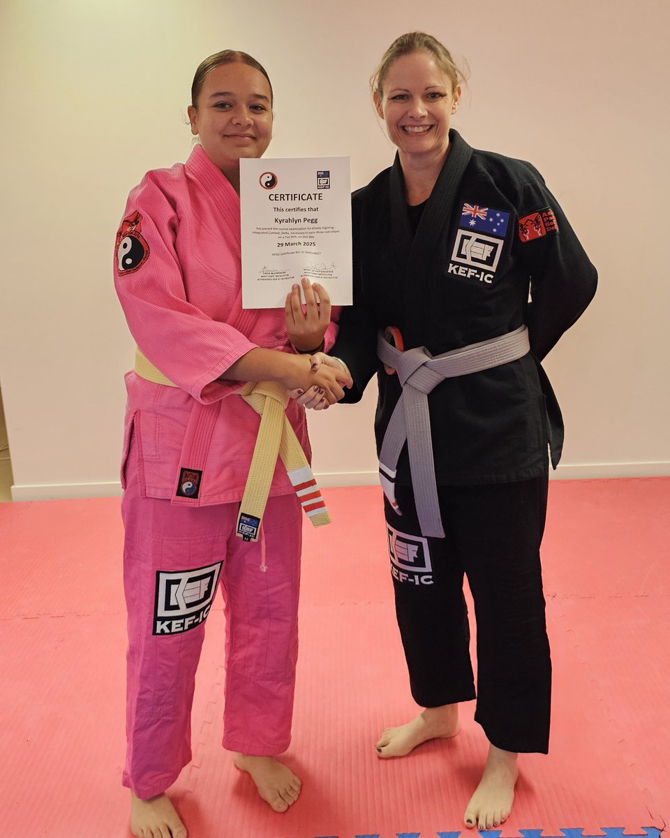 centenaryma's tweet photo. Kyrahlyn earned her KEF-IC (Delta) on 29 Mar 25, giving her a third stripe on her KEF-IC Tan belt. Congratulations Kyrahlyn!!!
#KEF #combativeselfdefence #kineticfighting #MartialArts #centenarycommunitycommittee #martialarts #combative #combativemindset #mountommaneyhub https://t.co/1dizqHSm1Y