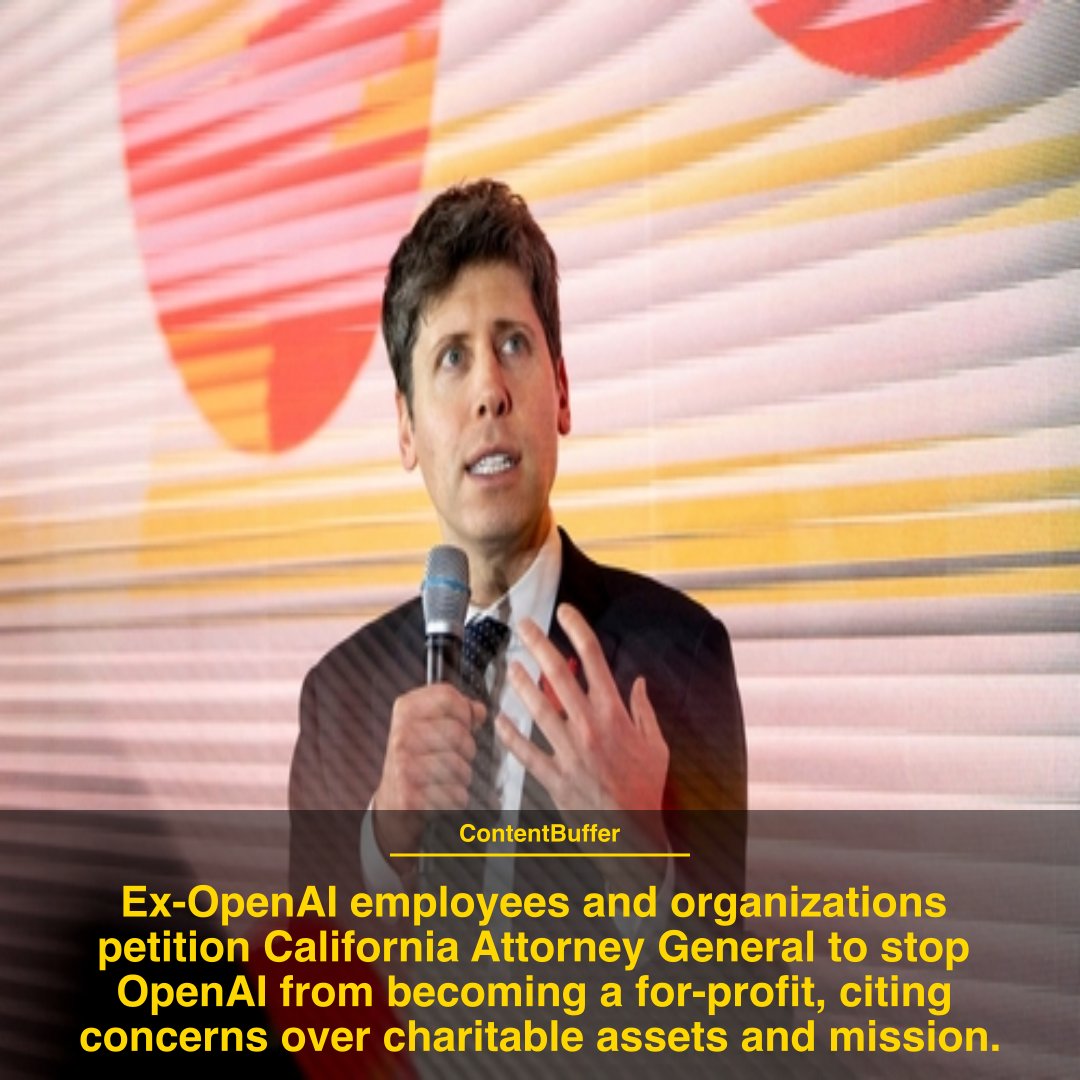 contentbuffer's tweet image. OpenAI Employees Oppose For-Profit Transition

 #openai #forprofit #nonprofit #technology #reelsvideo #viralreels #engineering #artificialintelligence #viral #trending #viralvideos #software #AI

contentbuffer.com/issues/detail/…