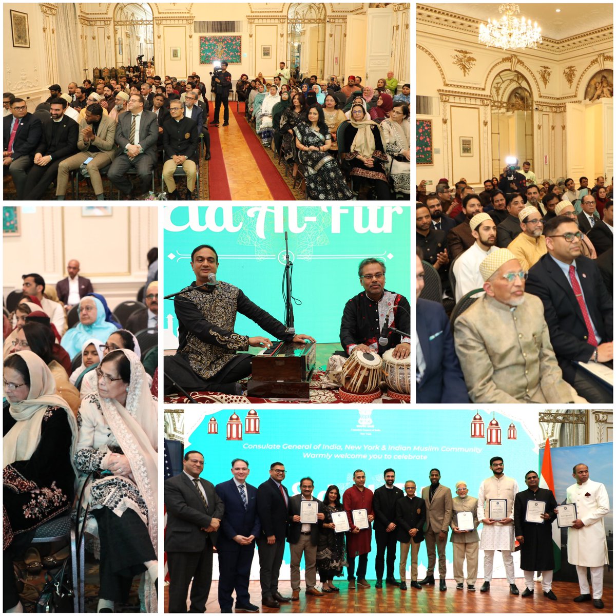 IndiainNewYork's tweet image. Celebrating the spirit of Eid with unity, gratitude, and joy!
@IndiainNewYork, in collaboration with the Indian Muslim community, hosted a vibrant #Eid celebration on April 12, 2025, featuring prayers, reflections on Ramadan, and insightful remarks by distinguished guests.

We…