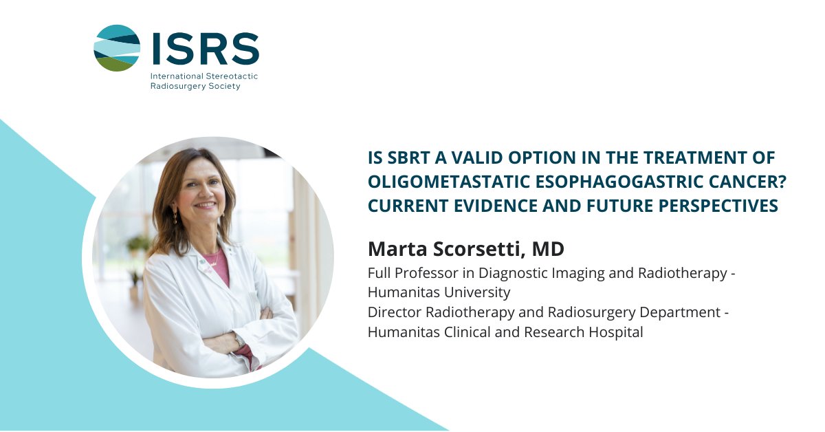 ISRSy (@isrsy) on Twitter photo ANNOUNCING: The next #ISRSWebinar📣
“Is SBRT a Valid Option in the Treatment of Oligometastatic Esophagogastric Cancer? Current Evidence and Future Perspectives”
🗓️ Wed, 16 April 2025, 2PM CET
🥼Marta Scorsetti, MD
<a href="/MartaScorsetti/">marta scorsetti</a>
This webinar will critically analyze current ANNOUNCING: The next #ISRSWebinar📣
“Is SBRT a Valid Option in the Treatment of Oligometastatic Esophagogastric Cancer? Current Evidence and Future Perspectives”
🗓️ Wed, 16 April 2025, 2PM CET
🥼Marta Scorsetti, MD
<a href="/MartaScorsetti/">marta scorsetti</a>
This webinar will critically analyze current