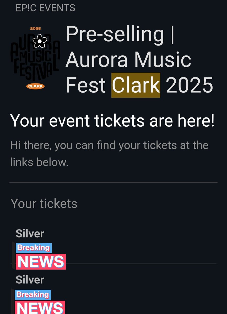 kopinism's tweet photo. wts lfb CLARK AURORA MUSIC FESTIVAL 2025 

‼️ 2 Silver e-tix 
‼️ can be use for either Day 1 or Day 2
‼️ transferable
‼️ P450 each (400 srp + processing fee) https://t.co/e2WiwiKWiw