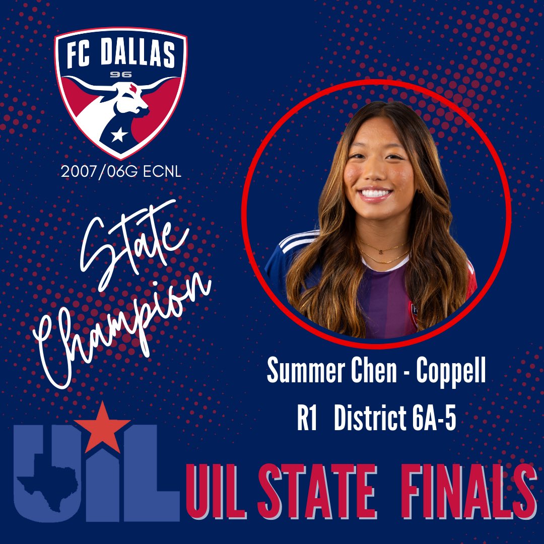Oh yes 🙌🏻<a href="/summechen/">summer chen</a> and to her high school teammates <a href="/CoppellCowgirls/">CoppellCowgirlSoccer</a> on winning the UIL 6A State Title 🏆‼️ Congratulations 🎉 #DTID
<a href="/FCDGirlsECNL/">FC Dallas Girls ECNL</a>